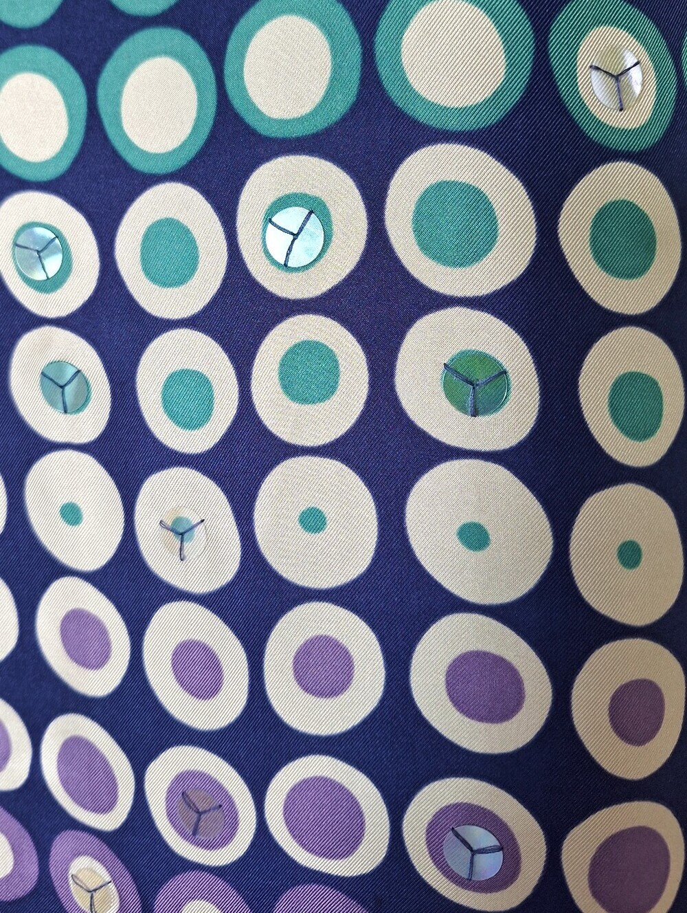 Boden Silk Dress Iridescent Sequin Circle Print Purple Teal Blue M - Picture 8 of 9